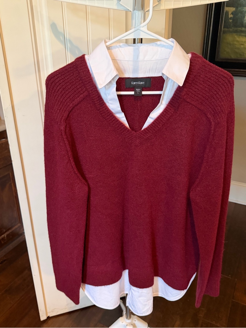 Karen Kane Deep Wine V-Neck Pullover Sweater